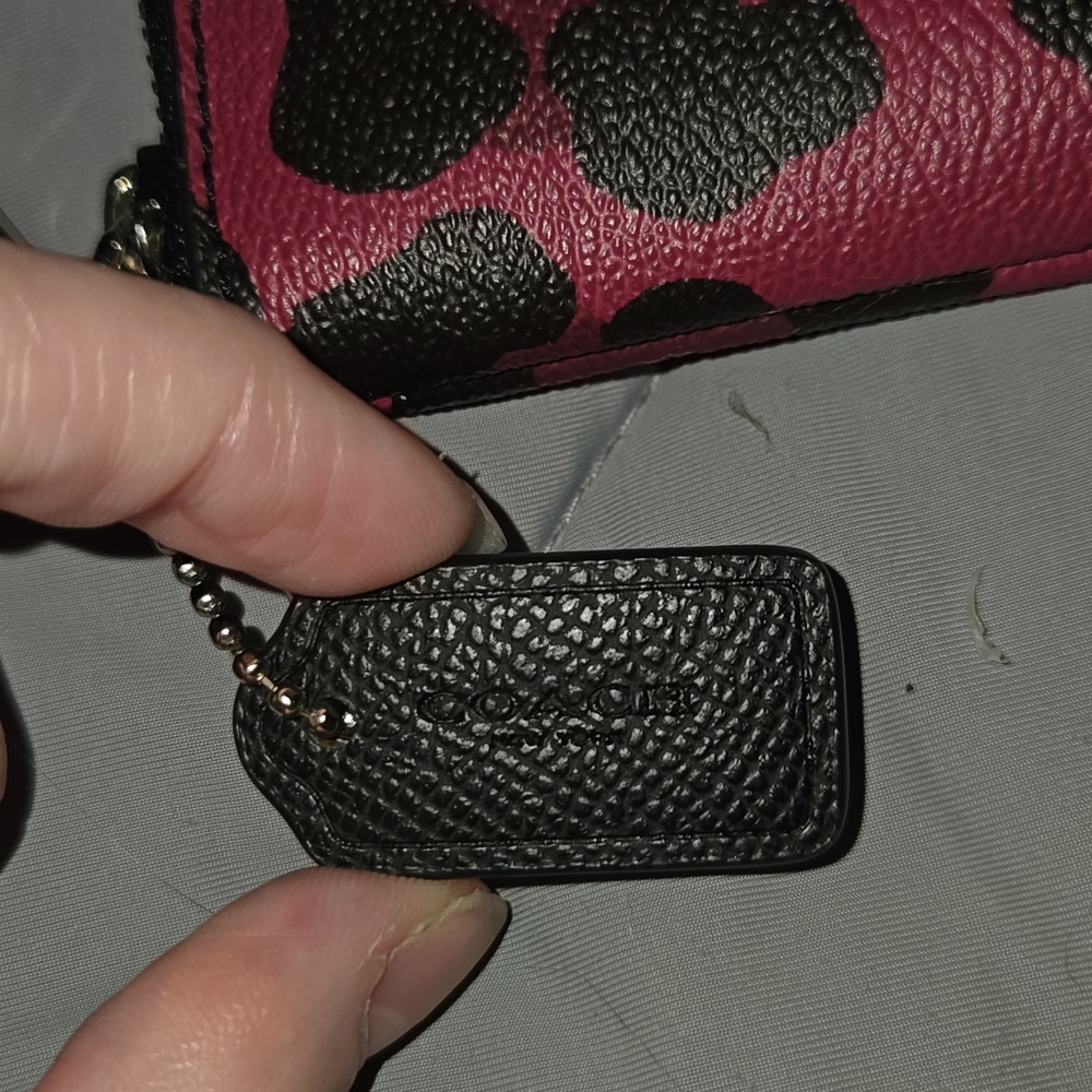 Coach Oselot Corner Zip Wristlet featuring an leopard print red and black. RARE - Picture 2 of 6